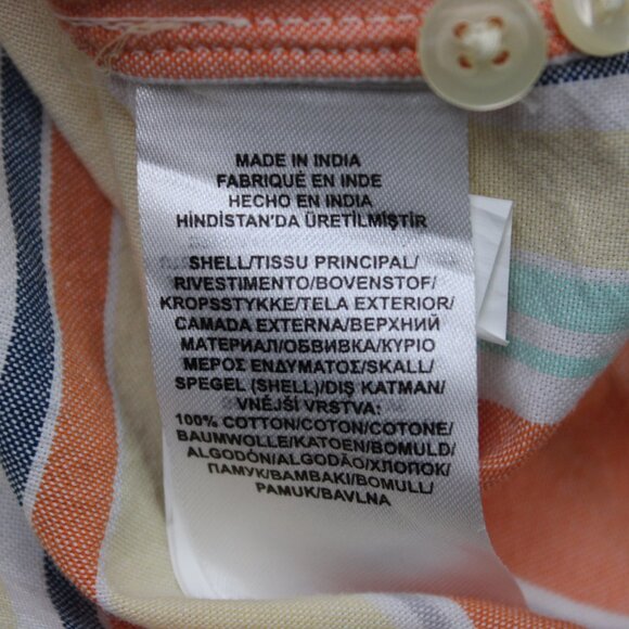 Polo Ralph Lauren Shirt Mens Medium Orange/Yellow/Blue Custom Fit Flesh Pony L/S - Picture 10 of 14